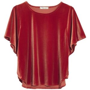 Madewell Velvet Butterfly Top in Burnt Orange